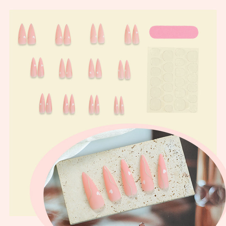 Elegant Heart Accent Press-On Nails Kalsten