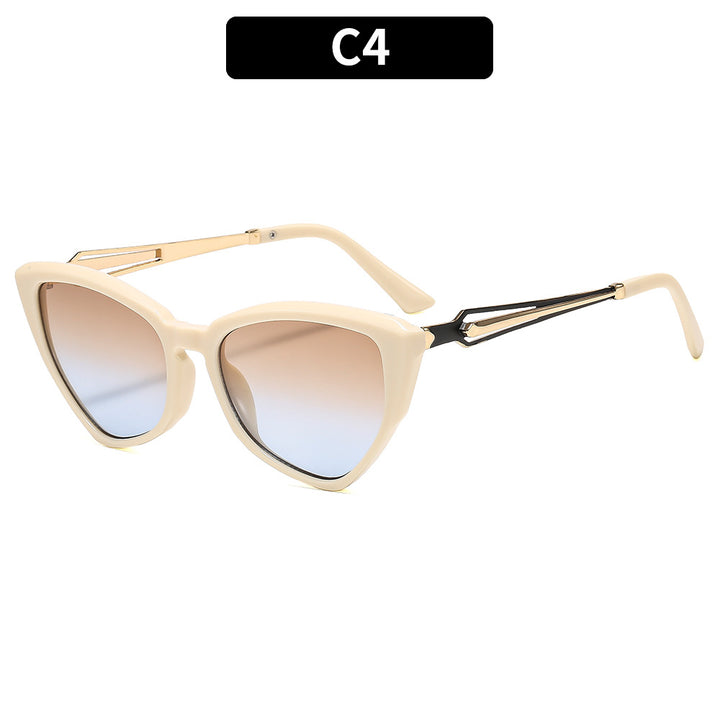 Cat-Eye Fashion Sunglasses with Elegant Metal Accents