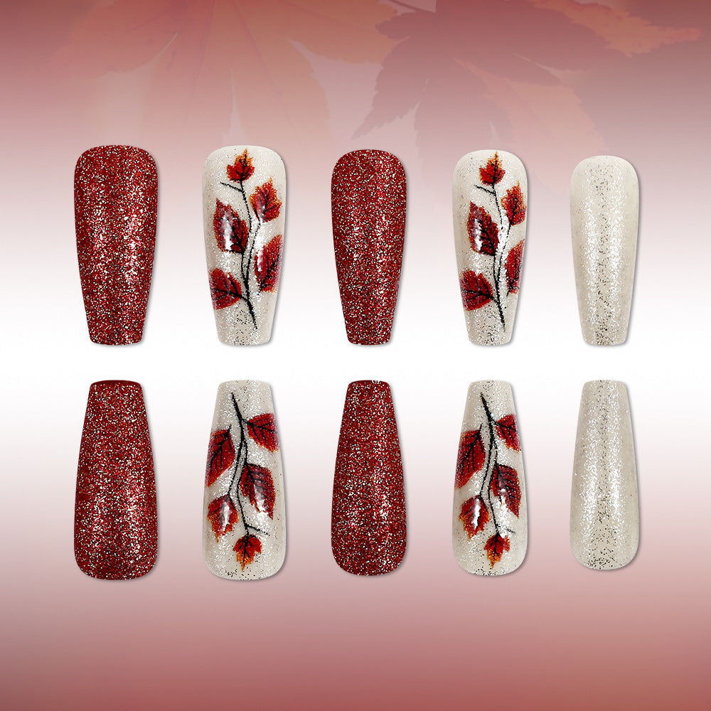 Autumn-Themed Decorative Press-On Nails Kalsten