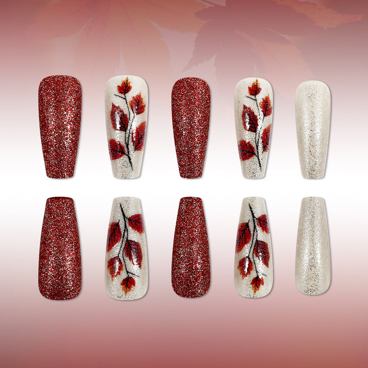 Autumn-Themed Decorative Press-On Nails Kalsten