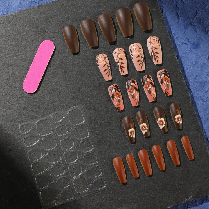 Fake Nail Set with Elegant Floral Designs Kalsten