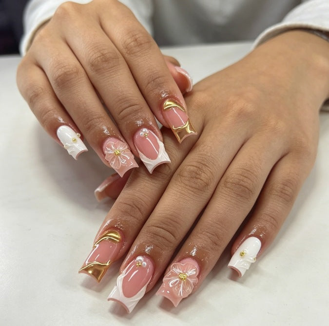 Elegant Floral Acrylic Nail Design Enhancements Kalsten