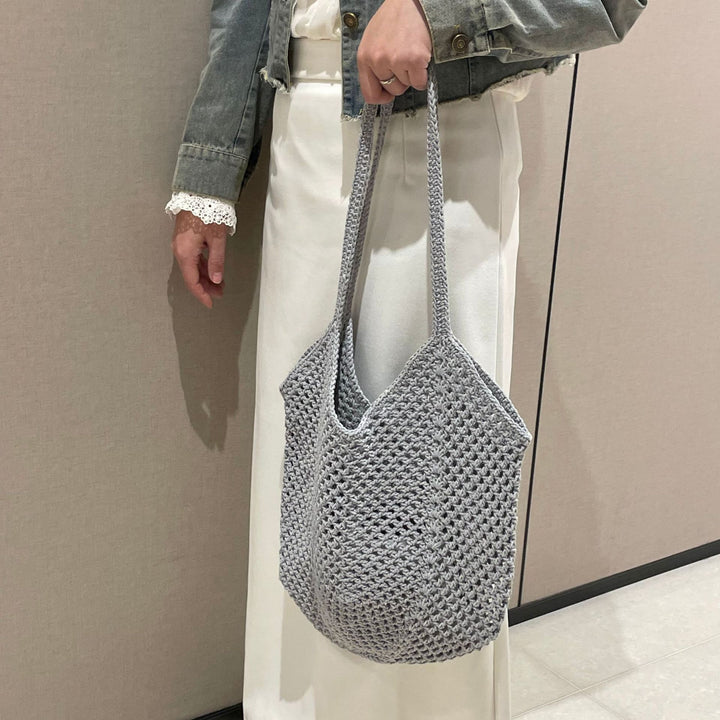 Hand-knotted tote bag in modern net design Kalsten