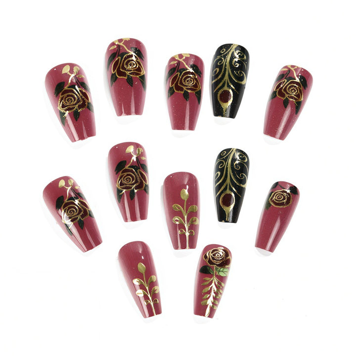 Artificial Nail Set with Floral and Elegant Decorations Kalsten