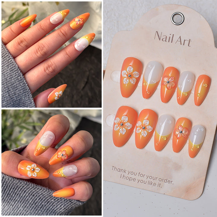 Floral-Decorated Press-On Nail Set Kalsten