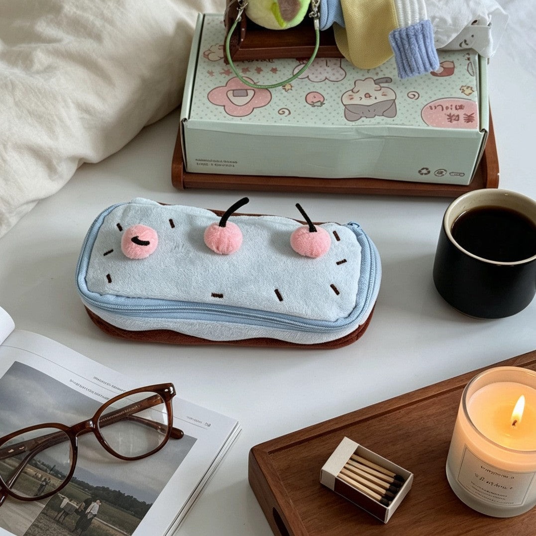 Adorable Plush Cake-Shaped Pencil Case