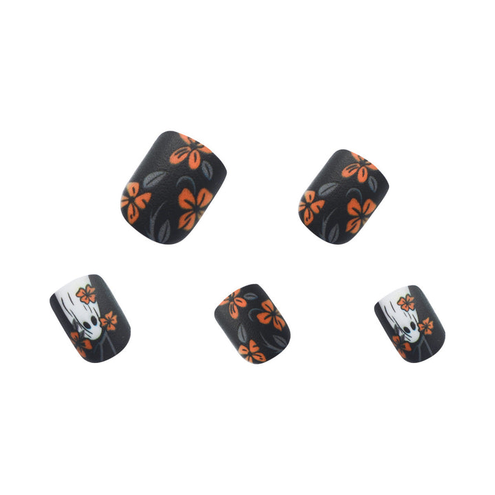Acrylic nail set with spooky ghost design and floral accents Kalsten