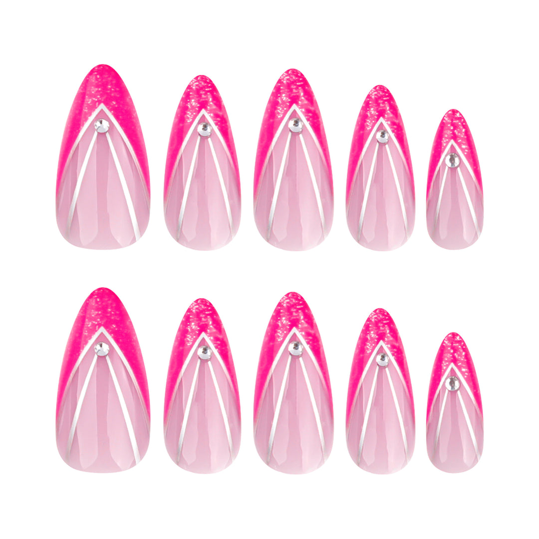 Artful Nail Extensions with Glitter and Rhinestone Decorations Kalsten