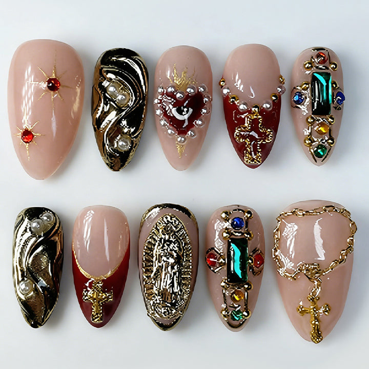 Decorative Press-On Nail Kit with Gem Accents kalsten