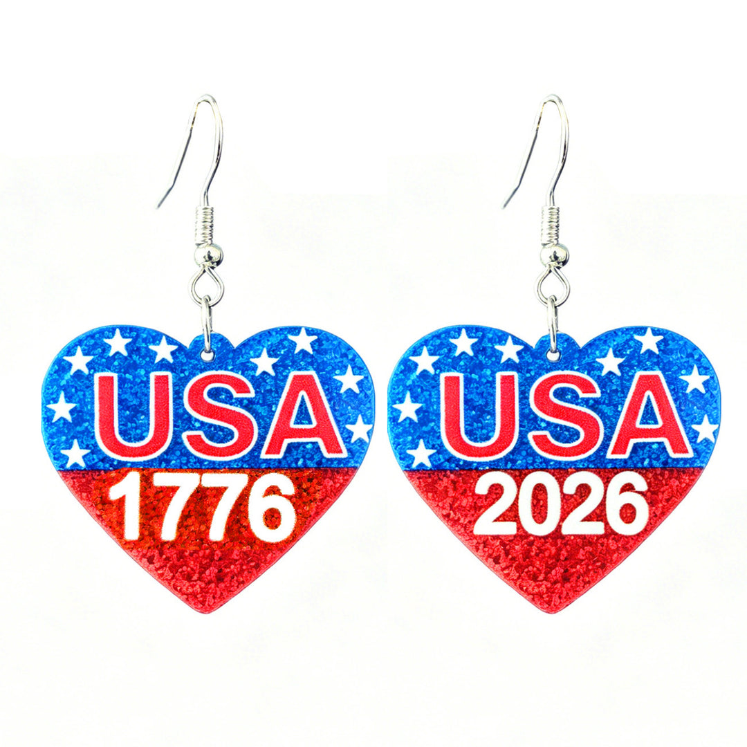 Ladies nan Statement bow earrings made of acrylic with glittering star stripe design and round studs Kalsten