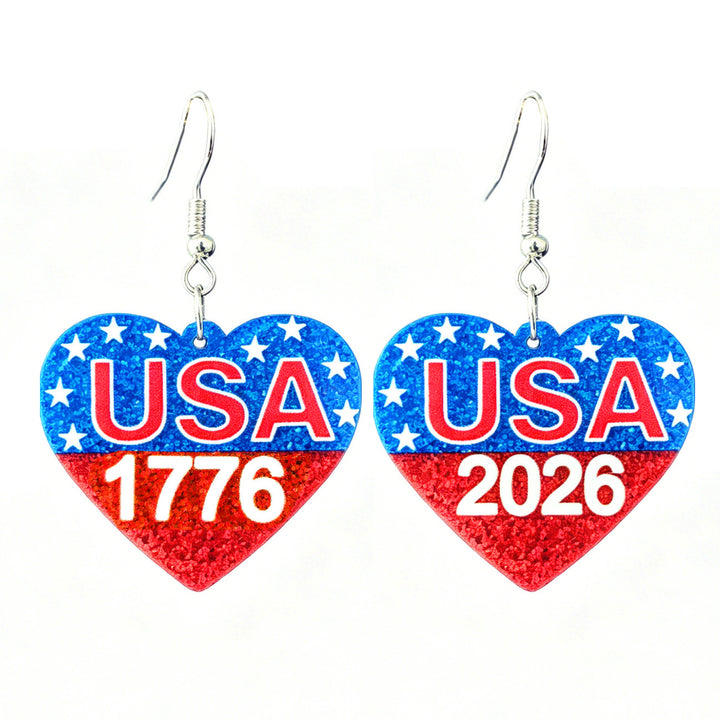 Ladies nan Statement bow earrings made of acrylic with glittering star stripe design and round studs Kalsten