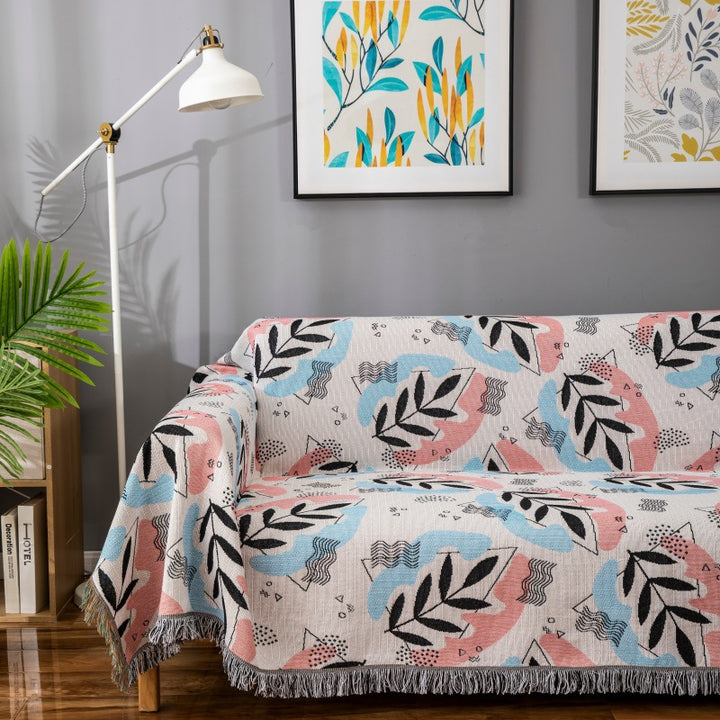 Artistic Leaf Pattern Sofa Throw Cover