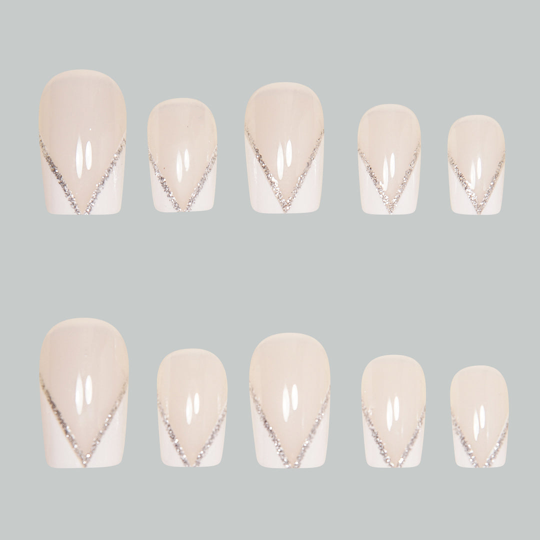 Elegant Press-On Nail Art Tips with Rhinestone Accents Kalsten