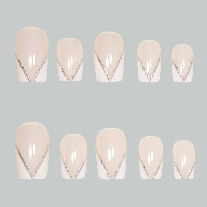 Elegant Press-On Nail Art Tips with Rhinestone Accents Kalsten