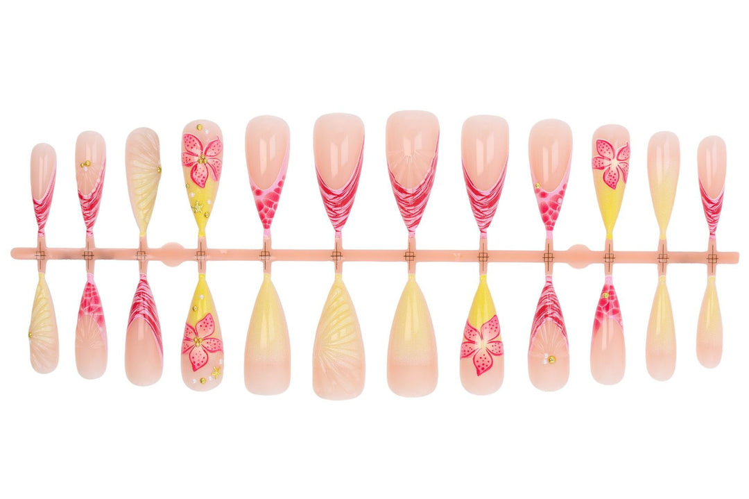 Artificial nail set with creative flower and wave design Kalsten