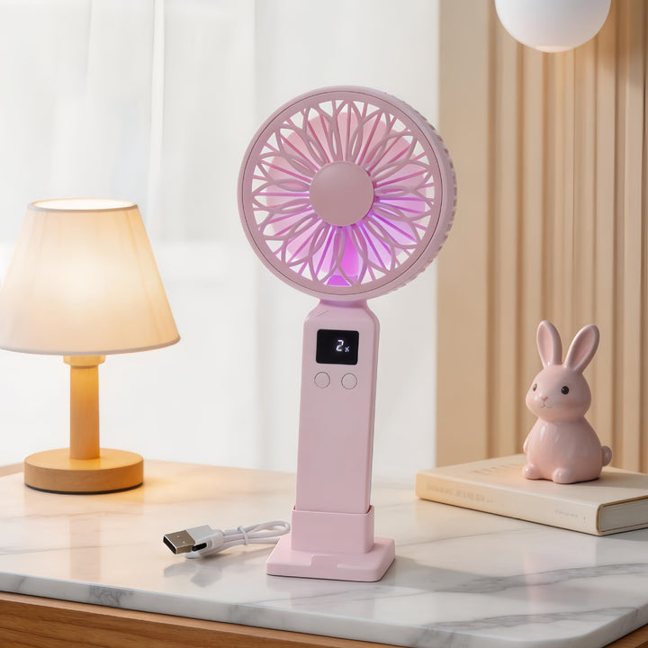 Portable hand-held fan with digital temperature display and multiple speed control Kalsten