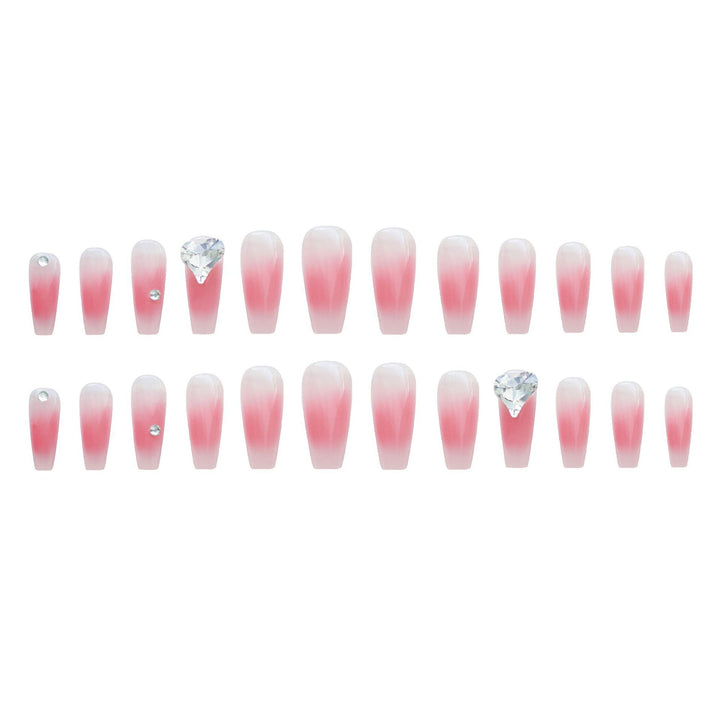 Glamorous Heart-Embellished Press-On Nail Art