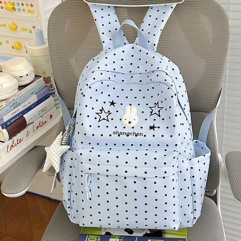 Playful Polka Dot Bunny-Themed Backpack Kalsten