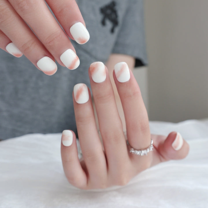 Artistic Press-On Nail Set with Marbled Design