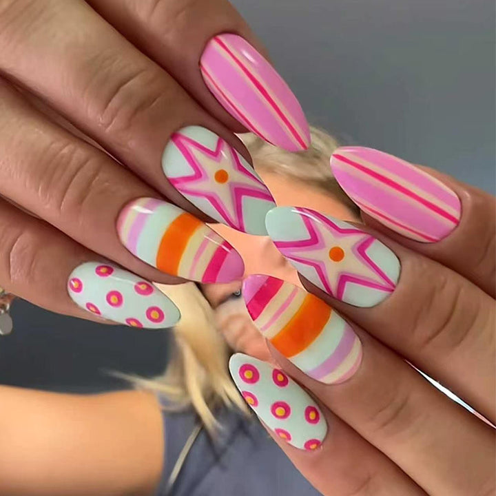 Themed Vibrant Press-On Nail Art Kalsten