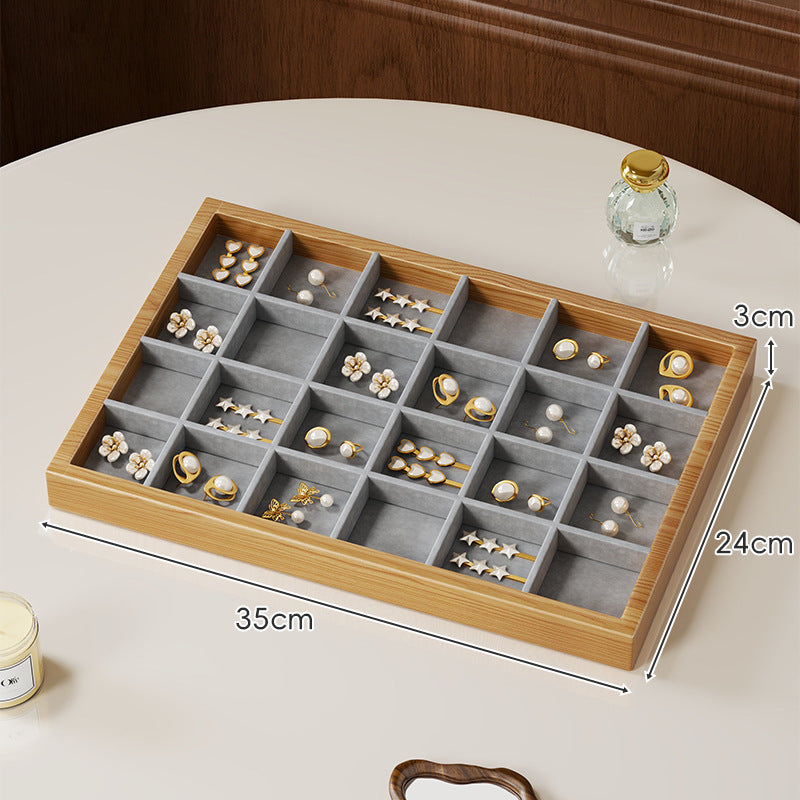 Twelve-Compartment Bamboo Jewelry Organizer Tray