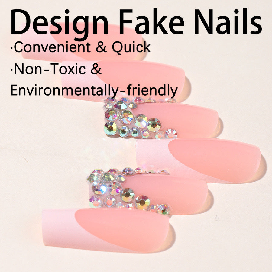 Stylish nail extensions with glitter design Kalsten