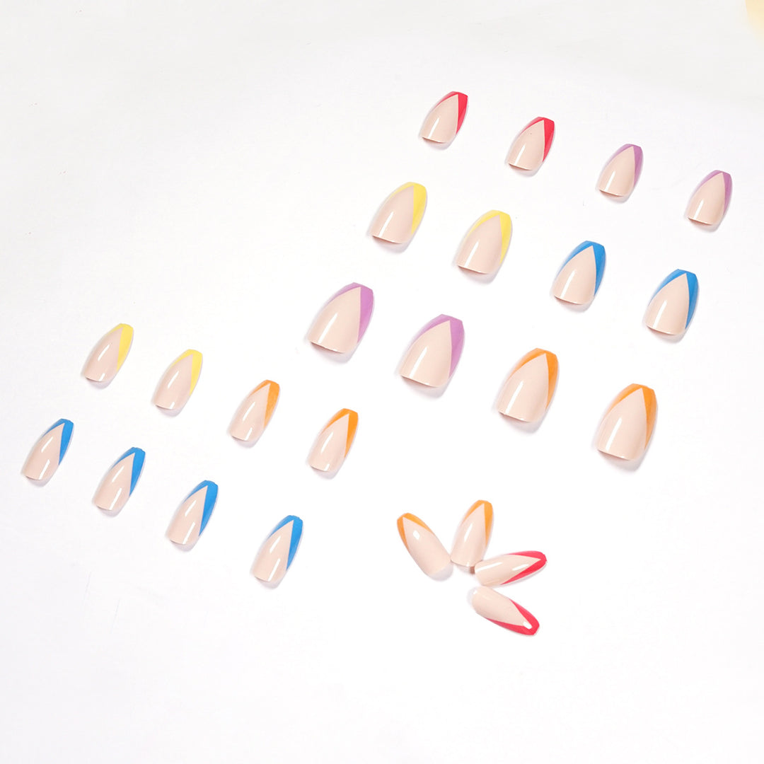Artificial nail art with colorful tips and elegantly accented designs Kalsten
