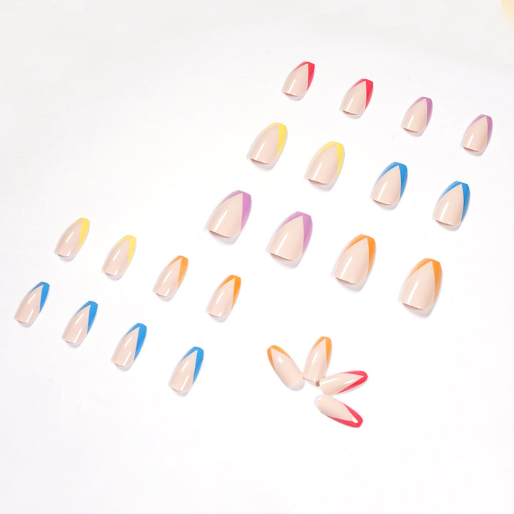 Artificial nail art with colorful tips and elegantly accented designs Kalsten