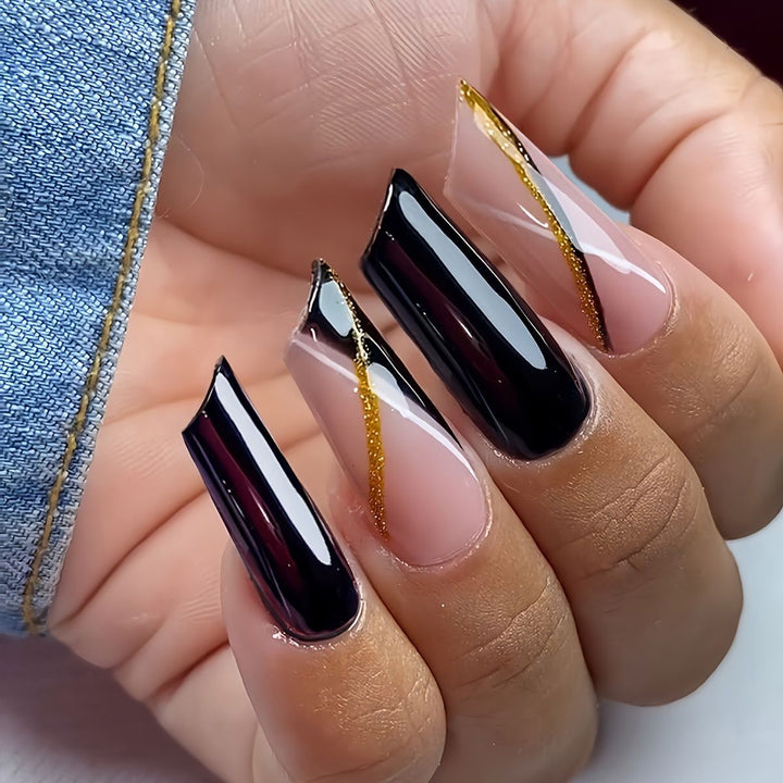 Premium Glossy Coffin Press-On Nails Kalsten