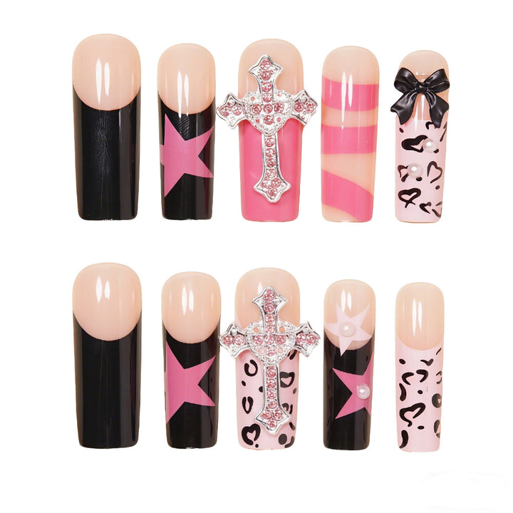 Decorative Cross and Bow Nail Art Kalsten