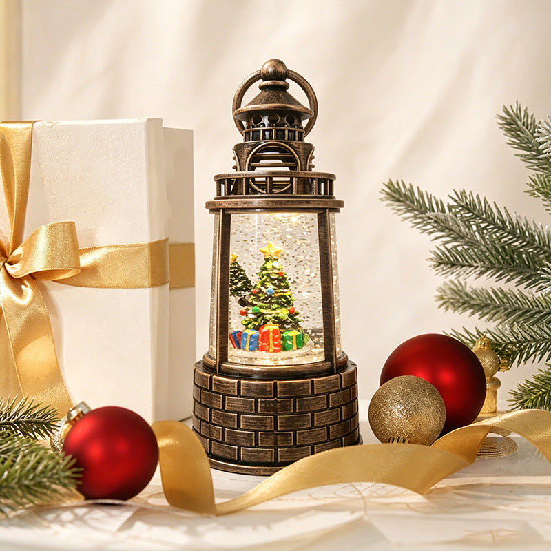 Nostalgic snow lantern with moving snowman scene Kalsten