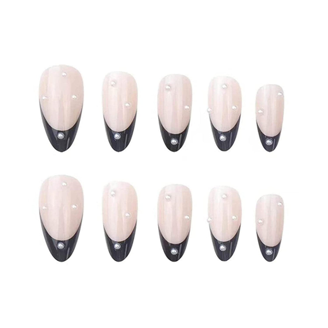 Elegant Stiletto Press-On Nails with Classic French Design Kalsten