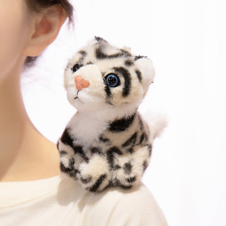 Plush Snow Leopard Bag Charm with Soft Faux-Fur and Detachable Strap Kalsten