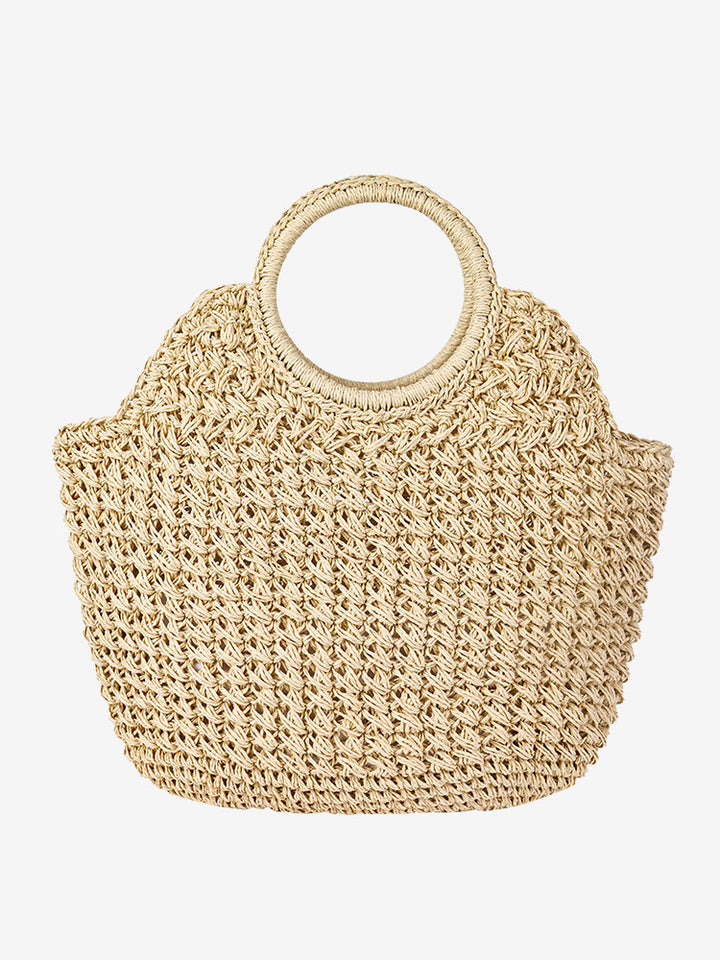 Hand-knotted straw bag with round handle Kalsten