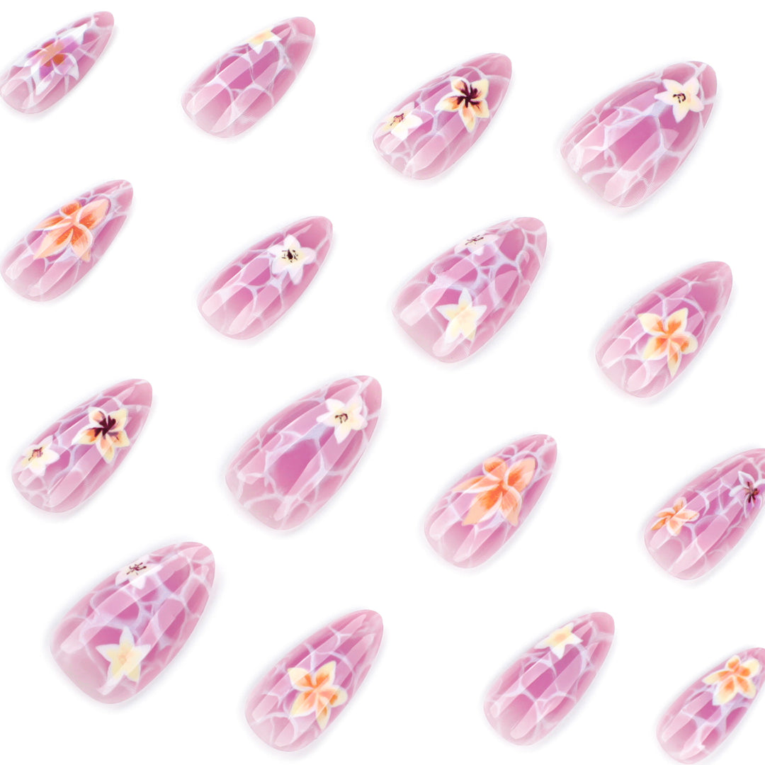 Artistic press-on nails with floral design Kalsten