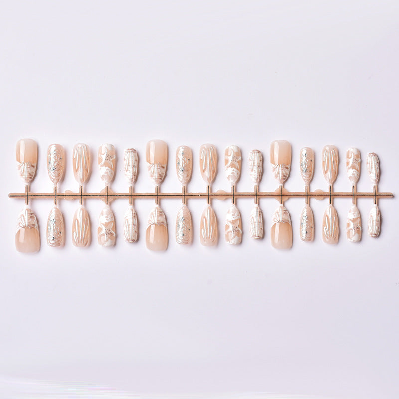 Artistic Shell-Inspired Press-On Nail Art Set Kalsten
