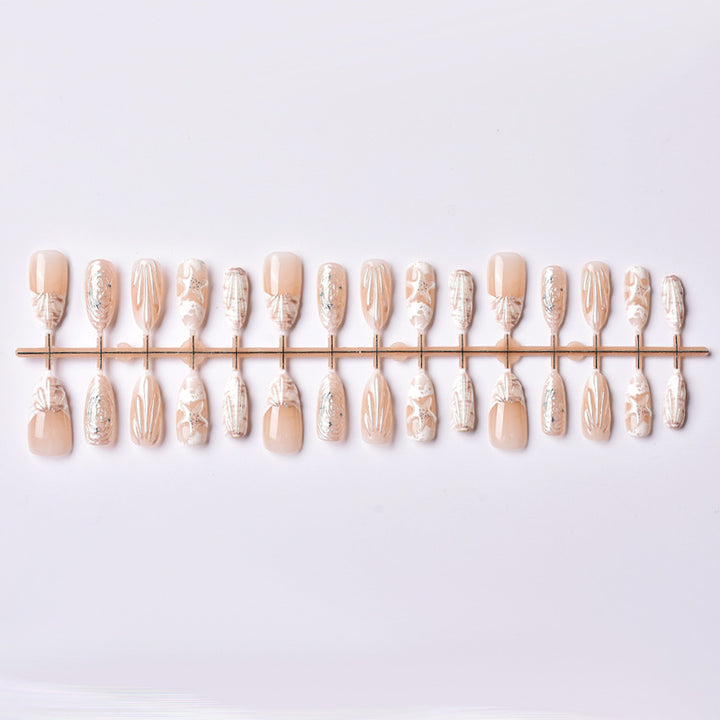 Artistic Shell-Inspired Press-On Nail Art Set Kalsten
