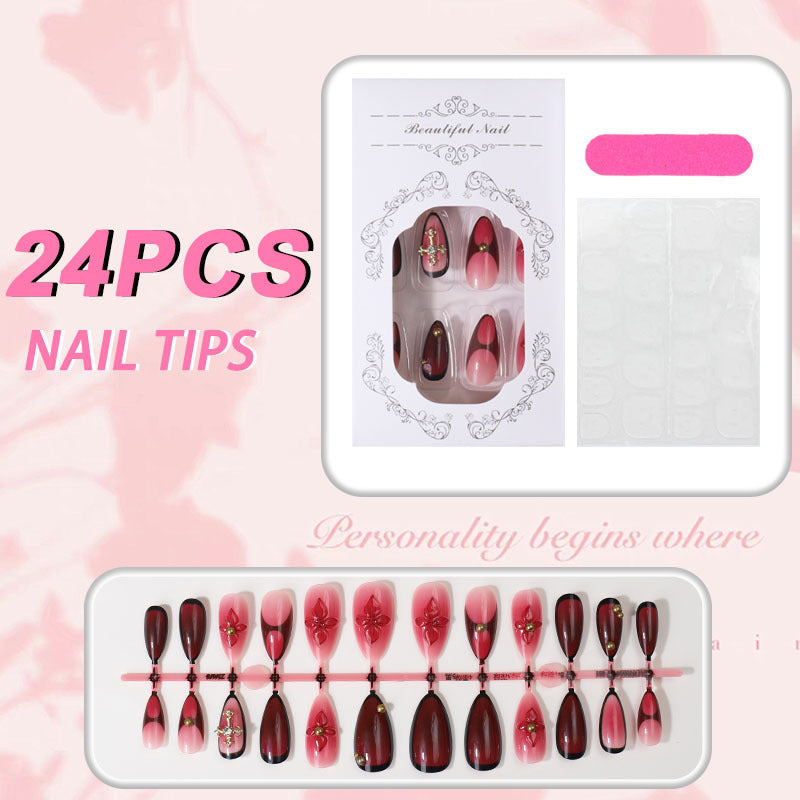 Decorative Floral Press-On Nail Art Kalsten