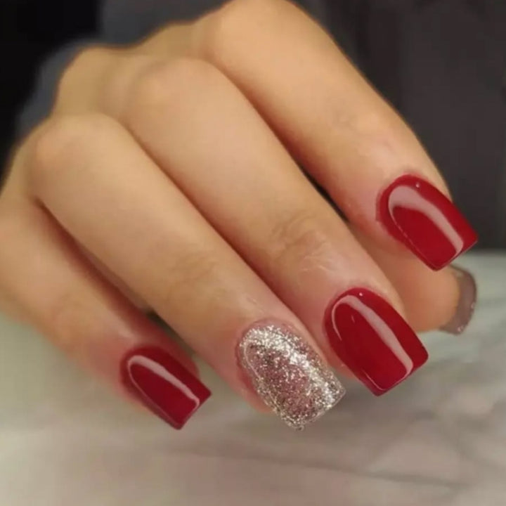 Decorative Press-On Nail Set with Glitter Accents Kalsten