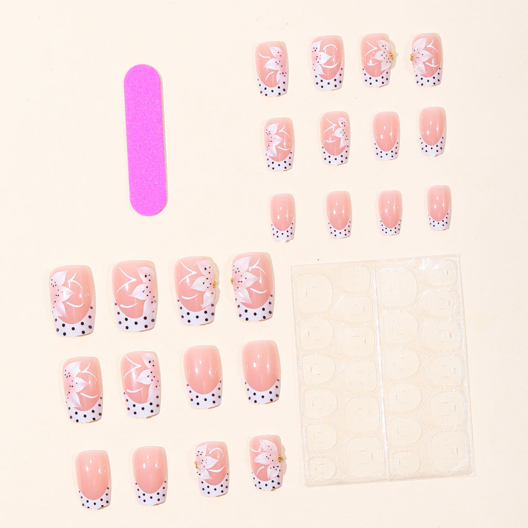 Floral French Tip Acrylic Nail Art Kalsten