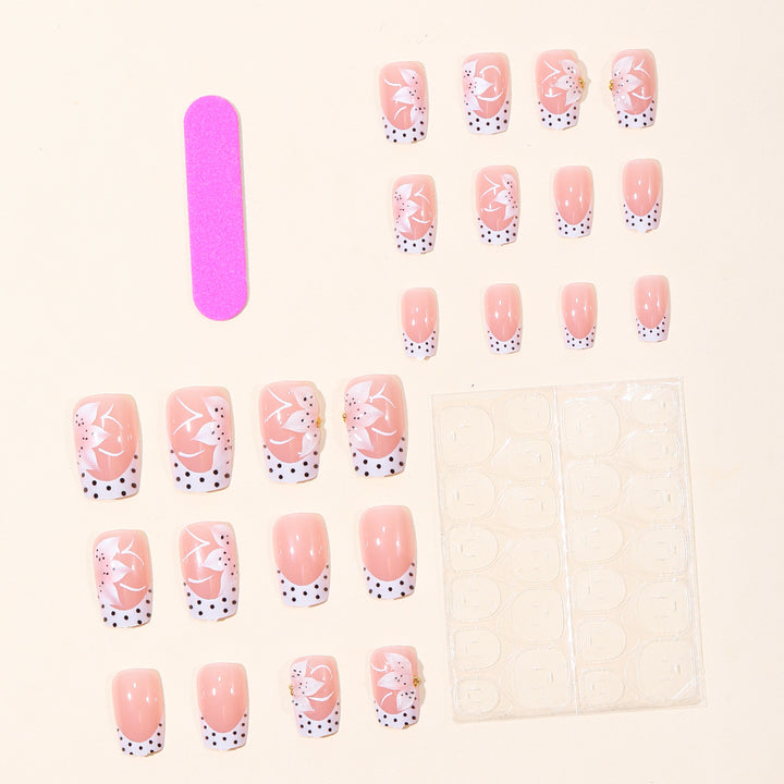Floral French Tip Acrylic Nail Art Kalsten