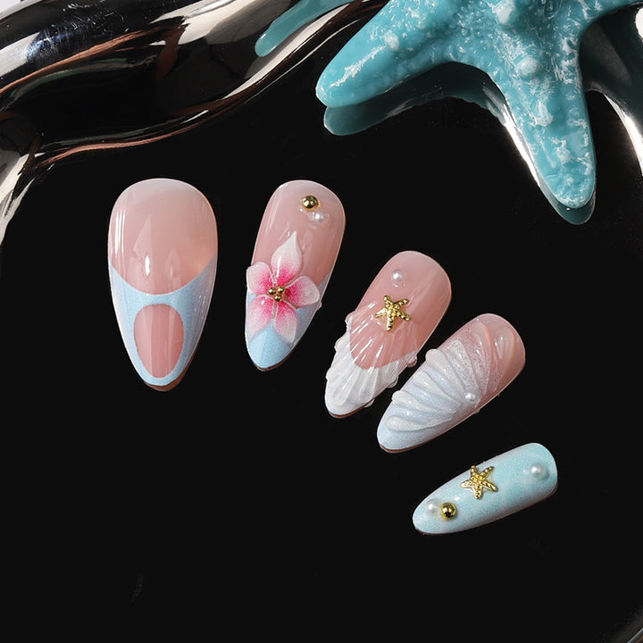 Artistic Sea-Inspired Press-On Nail Set Kalsten