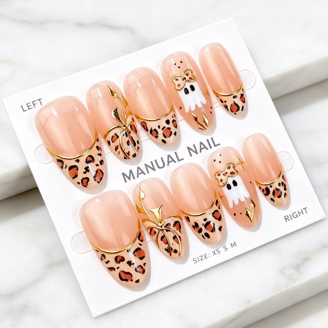 Artistic Leopard Print Press-On Nail Art Set