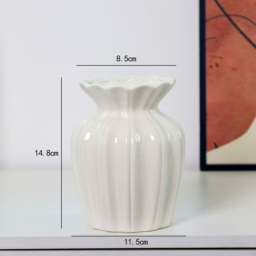 Fluted Ceramic Decorative Flower Vase Kalsten