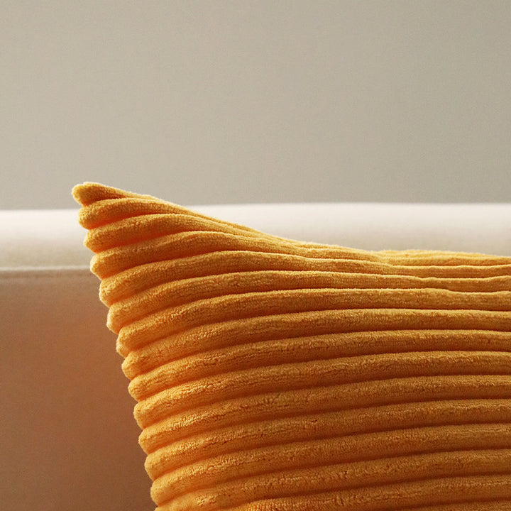 Square corduroy look decorative cushion cover with distinctive longitudinal ribbing, soft velvet finish and concealed zipper Kalsten