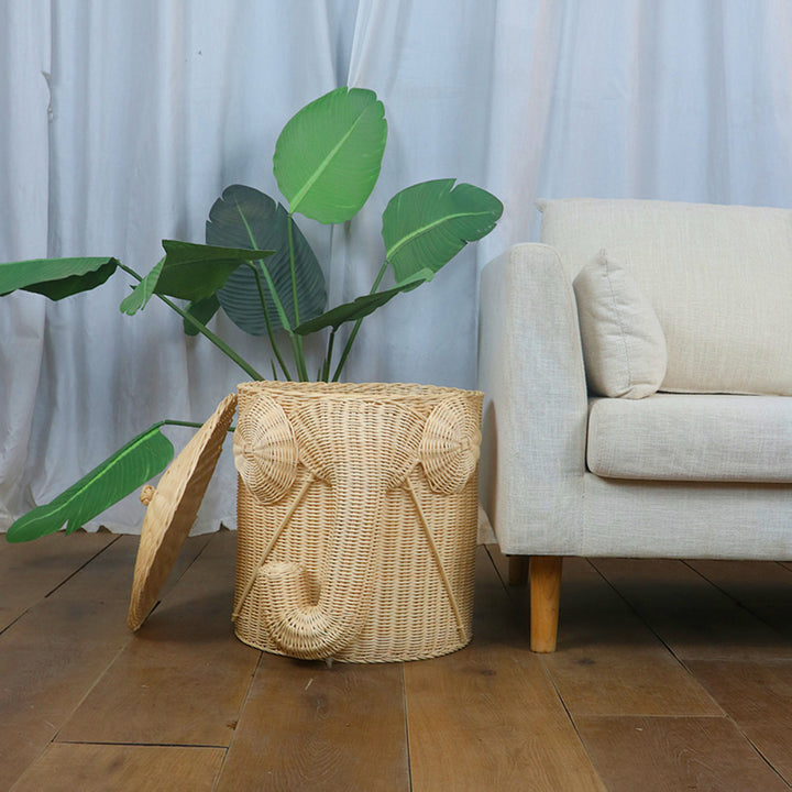 Whimsical Elephant-Themed Woven Storage Bin Kalsten
