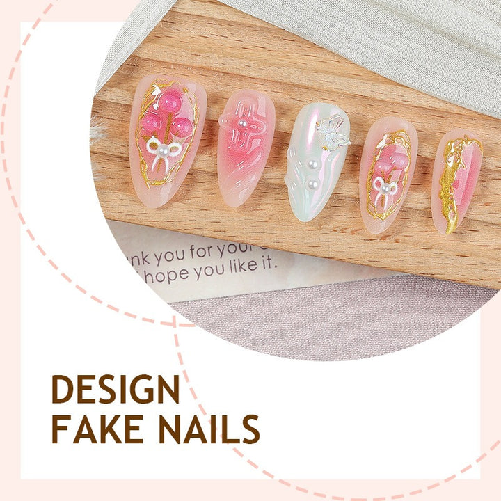Acrylic nail set with stylish decorations and playful design Kalsten
