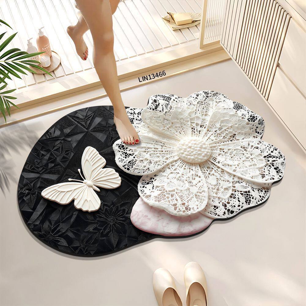Floral Design Decorative Bath Mat