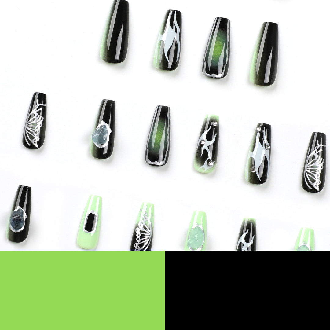 Artful Nail Extensions with Unique Glitter Accents Kalsten