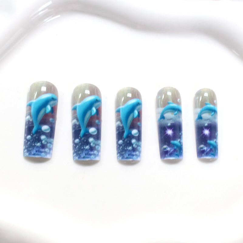 Artistic 3D Dolphin Acrylic Nail Enhancements Kalsten